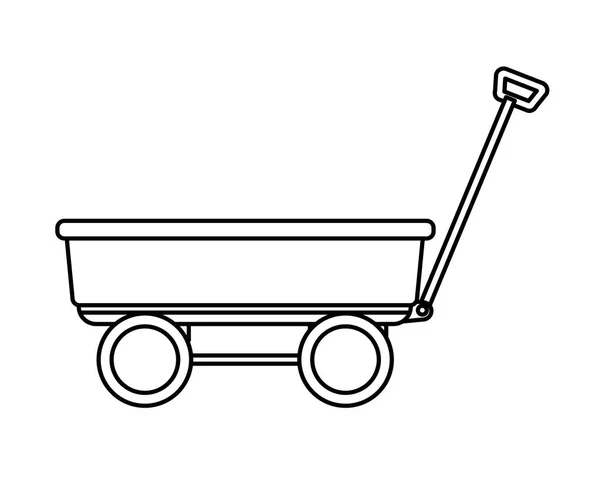Wagon pictogram cartoon zwart-wit — Stockvector