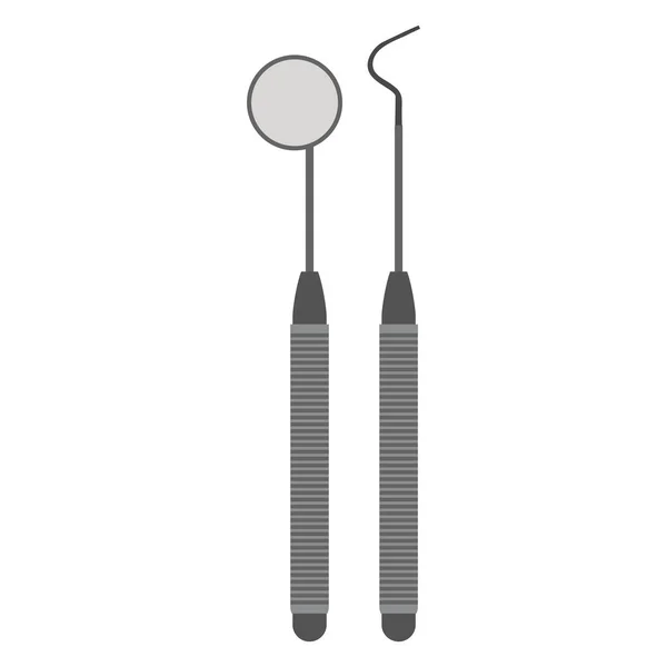 치과 도구 거울 및 후크 기호 — 스톡 벡터