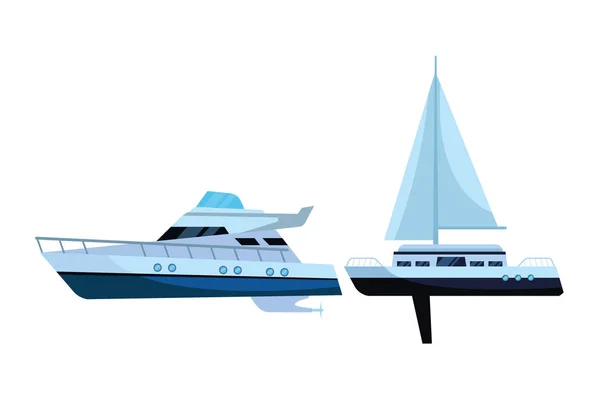 Segelboot Schiff Schifffahrt und Yatch — Stockvektor