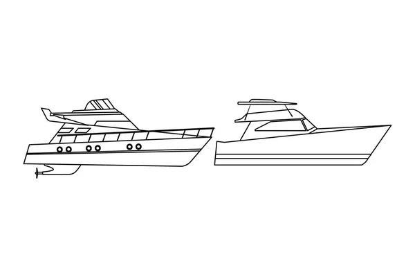 Luxus-Yatch schnelle Seereise Paar schwarz und weiß — Stockvektor