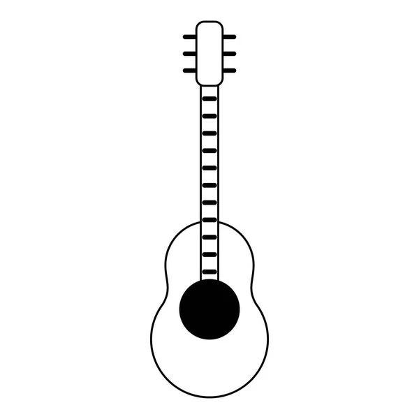 Guitarra instrumento de música de dibujos animados aislados en blanco y negro — Vector de stock