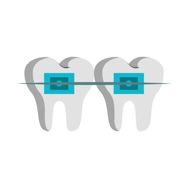 Зубы с брекетами — стоковый вектор