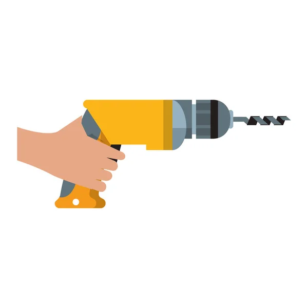 Hand with drill construction tool — Stock Vector