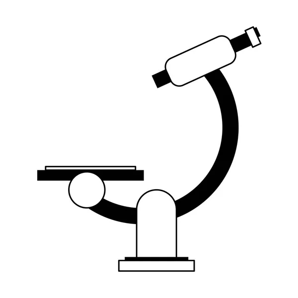 Microscópio ferramenta científica símbolo isolado em preto e branco —  Vetores de Stock