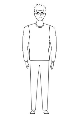 siyah beyaz vektör illüstrasyon adam avatar çizgi film karakteri