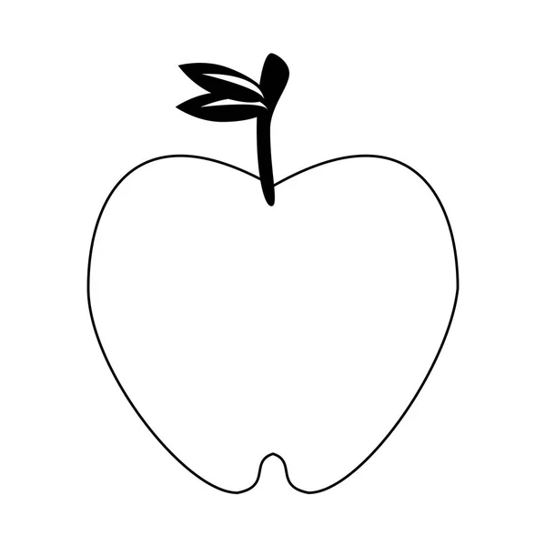 Apple fruit Food cartoon geïsoleerd in zwart-wit — Stockvector