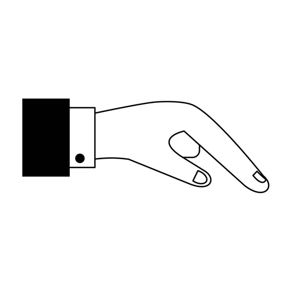 Επαγγελματικό χέρι καρτούν απομονωμένο σύμβολο σε μαύρο και άσπρο — Διανυσματικό Αρχείο