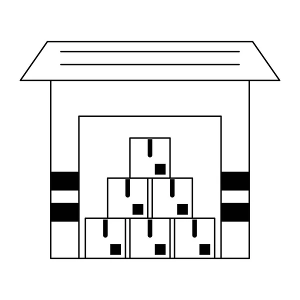 Livraison et logistique en noir et blanc — Image vectorielle