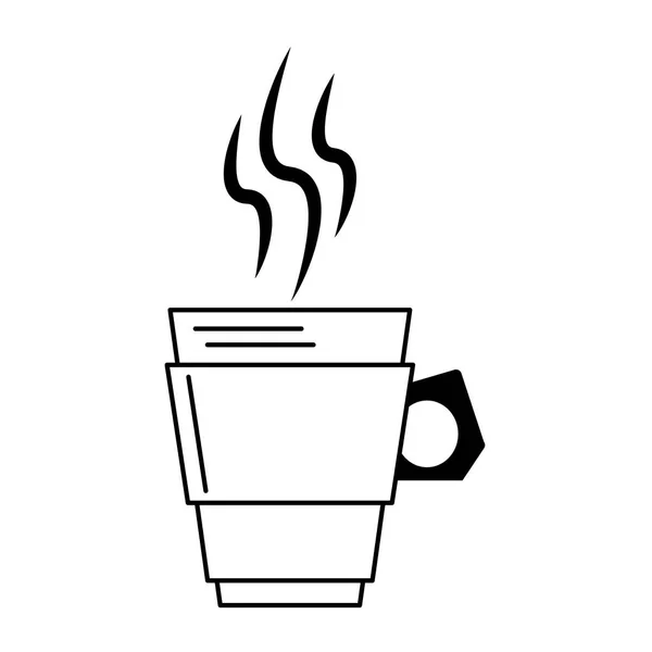 Café café quente coffeeshop isolado em preto e branco — Vetor de Stock