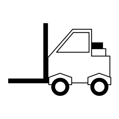 Forklift kargo aracı siyah beyaz izole sembolü