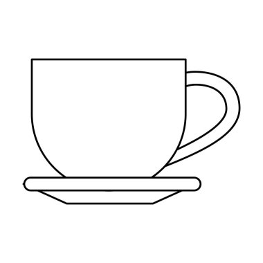 Kahve fincanı siyah ve beyaz izole tabakta sıcak