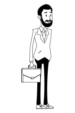 businessman with briefcase black and white