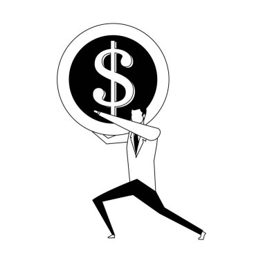 Siyah beyaz arka para tutan işadamı