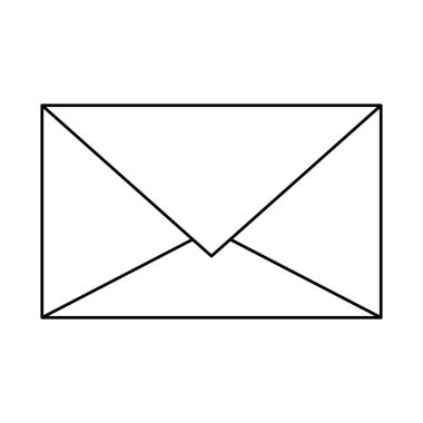 E-posta zarf sembolü siyah beyaz izole karikatür