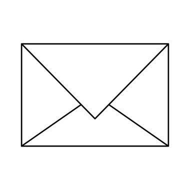 Zarf e-posta sembolü yalıtılmış siyah ve beyaz