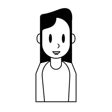 Siyah-beyaz gülümseyen genç bir kadın.