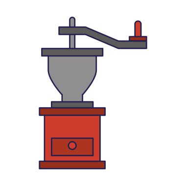 Kahve çekirdeği öğütücü coffeeshop izole mavi çizgiler