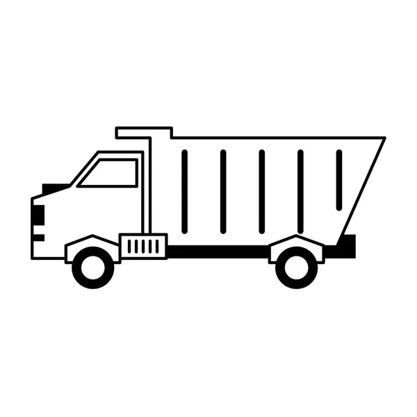 Cargo truck vehicle symbol isolated in black and white — Stock Vector