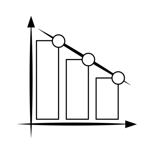 Barras estadísticas creciendo símbolo aislado en blanco y negro — Vector de stock