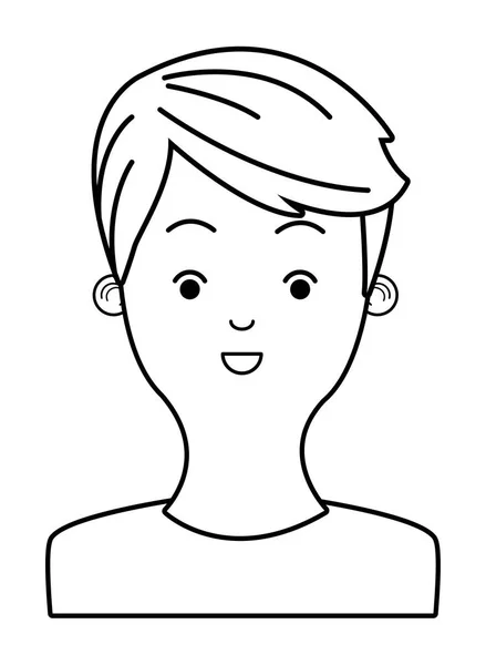 Dibujos animados de hombre joven en blanco y negro — Vector de stock