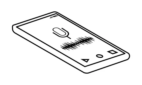 Handy mit Mikrofonbild schwarz-weiß — Stockvektor