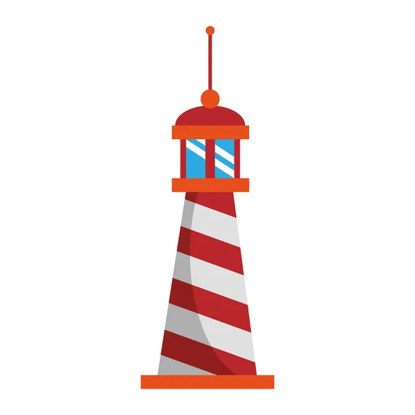 Vuurtoren nautische gebouw symbool geïsoleerd vector illustratie — Stockvector