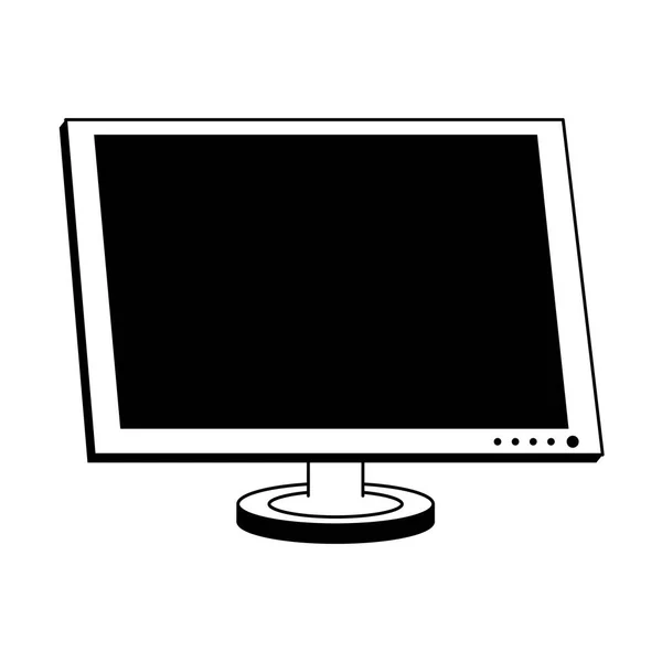 Dispositivo de hardware monitor de computador isolado em preto e branco —  Vetores de Stock