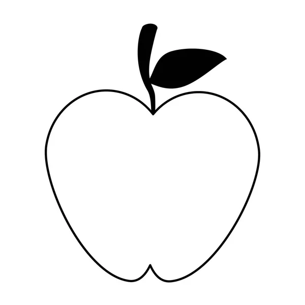 Apple fruit Food cartoon geïsoleerd in zwart-wit — Stockvector
