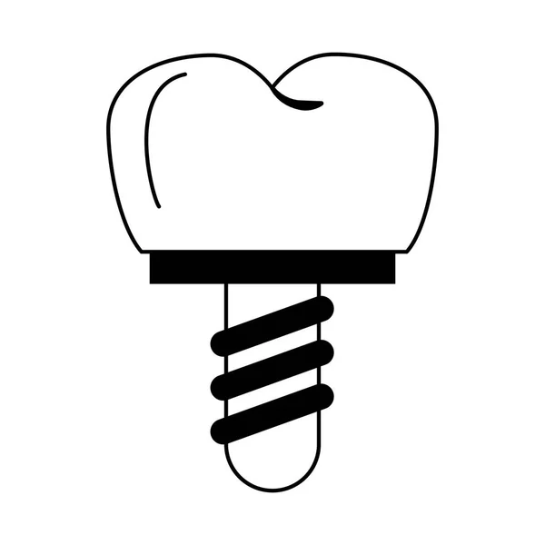 Tooth implant dental care symbol black and white — Stock Vector