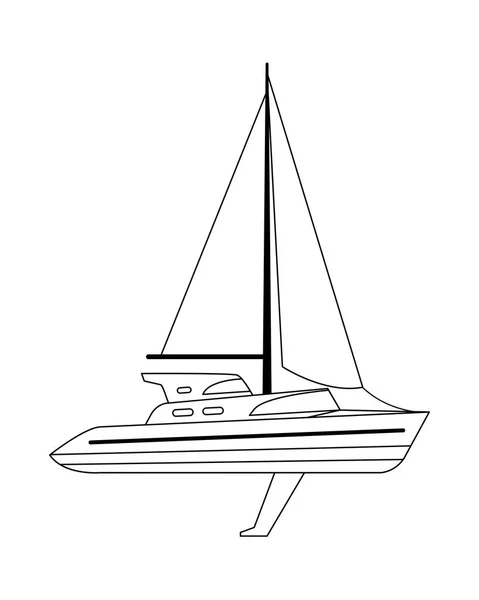 Sailboat ship marine travel black and white — Stock Vector