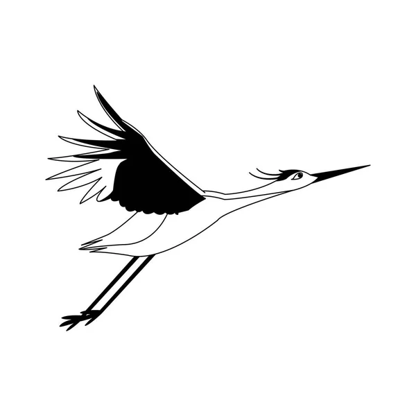 Stork flying isolated in black and white — 스톡 벡터