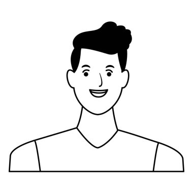 siyah beyaz vektör illüstrasyon adam avatar çizgi film karakteri