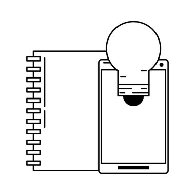 kitap ve ampul siyah beyaz ile cep telefonu