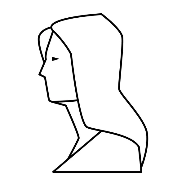 Женщина аватар мультфильм персонаж черно-белый — стоковый вектор