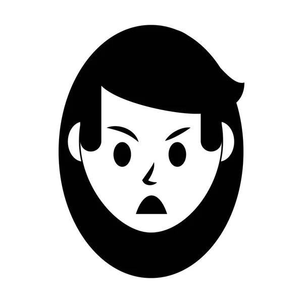 Woman face cartoon character isolated in black and white — Stock Vector
