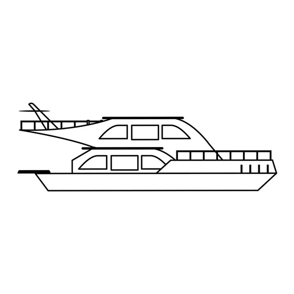 Yacht luxury ship boat sideview in black and white — Stock Vector