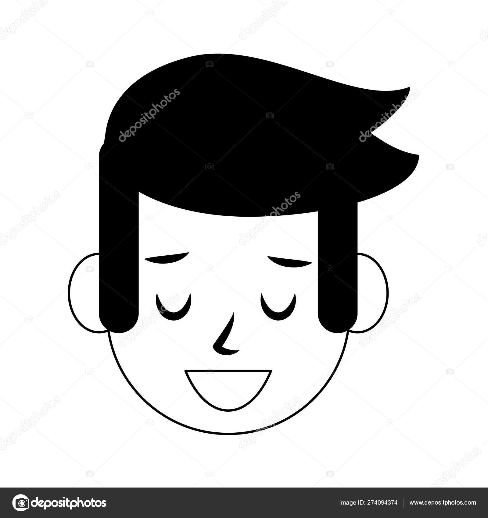 흑백으로 고립 된 남자 얼굴 캐릭터 만화 스톡 벡터 - ©jemastock 274094374, image size:1600x1700
