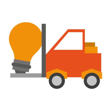 Ampul ışık karikatür ile Forklift
