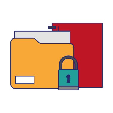 belgeler ve asma kilit mavi çizgiler