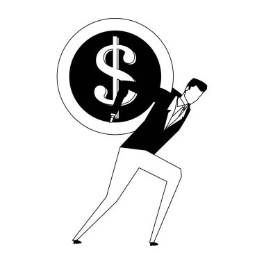 Siyah beyaz arka para tutan işadamı