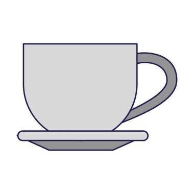 Kahve fincanı sıcak tabak izole mavi çizgiler