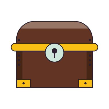 Videogame ahşap göğüs karikatür izole