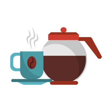 Tabakta kahve fincanı ile kahve demliği