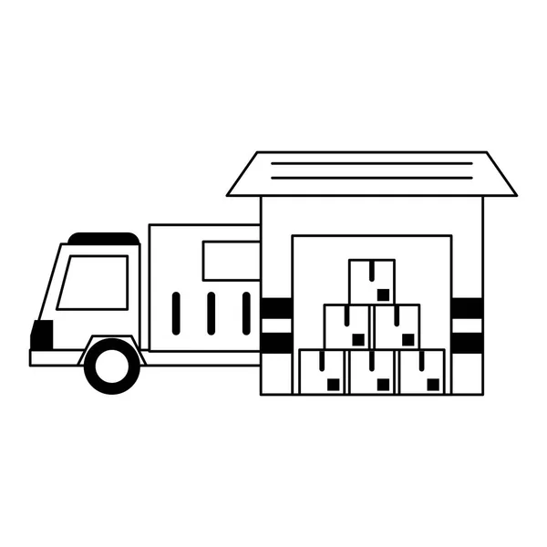 Lieferung und Logistik schwarz auf weiß — Stockvektor