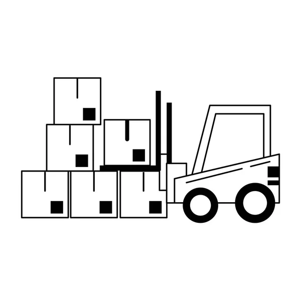 Livraison et logistique en noir et blanc — Image vectorielle