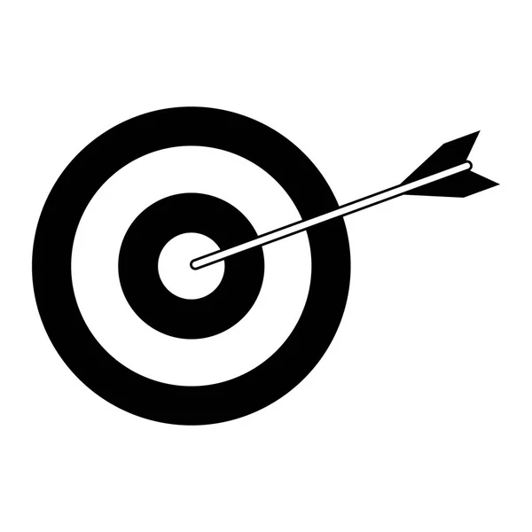 Target dartboard con símbolo de flecha aislado en blanco y negro — Vector de stock