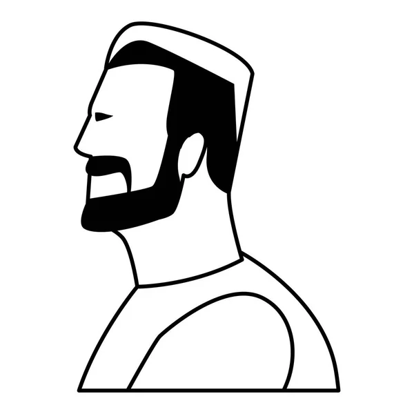 Man avatar tecknad figur svart och vitt — Stock vektor
