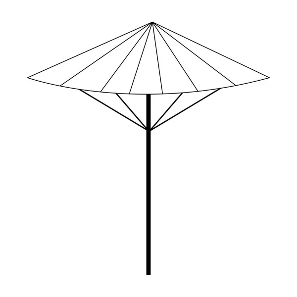 Beach umbrella vacation equipment black and white — Stock Vector