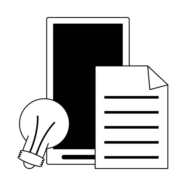 Symboles commerciaux et bureautiques en noir et blanc — Image vectorielle