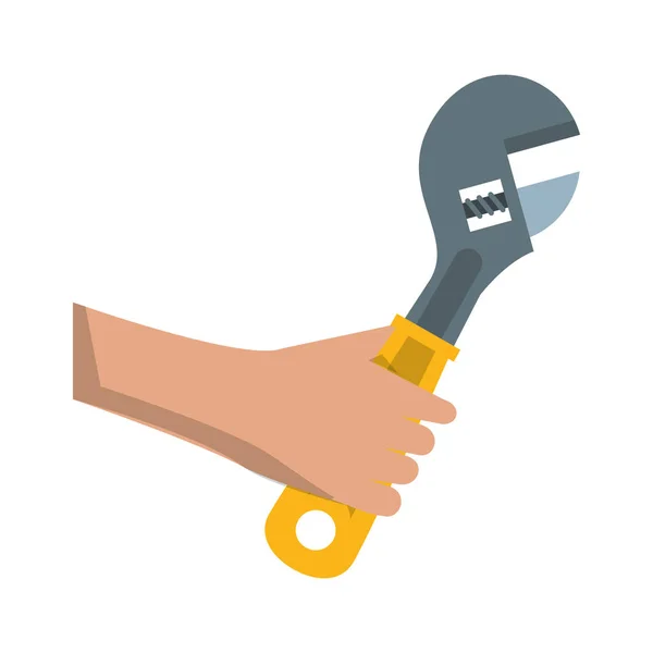 Hand with adjustable wrench construction tool — Stock Vector